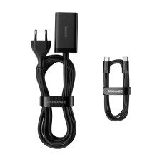 Мережевий зарядний пристрій з кабелем Baseus GaN3 Pro Desktop Fast Charger 2C+2U 65W (Cable Type-C to Type-C 100W(20V/5A) 1m) Black (CCGP040101)