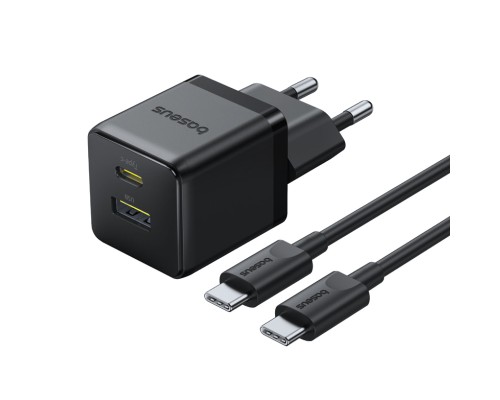 Зарядний пристрій Baseus 1xUSB-C 30W + 1xUSB + cable USB-C to USB-C 60W 1.0m (P1011160A113-01)