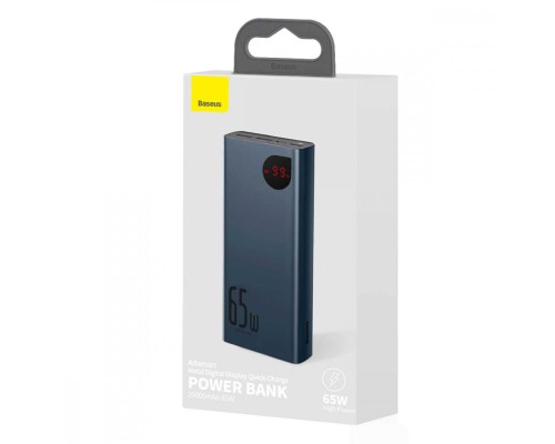 Зовнішній акумулятор Baseus Adaman Metal Digital Display Quick Charge Power Bank 20000mAh 65W Blue (PPIMDA-D03)