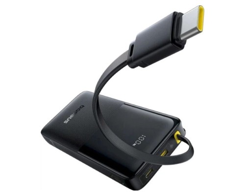 Батарея універсальна Baseus Bipow 2 Digital Display 10000mAh 20W with Built-in USB-C Cable Black (P10077101113-00)