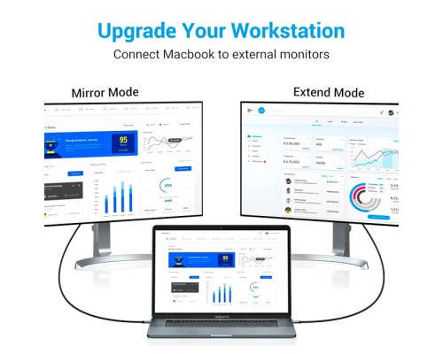 Кабель мультимедійний Cotton Braided USB-C to HDMI Cable 1.5M Black Aluminum Alloy Type VENTION (CRBBG)