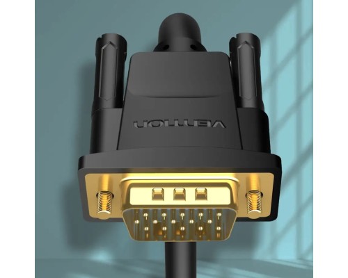 Кабель мультимедійний VGA(3+6) Male to Male Cable with ferrite cores 5M Black VENTION (DAEBJ)