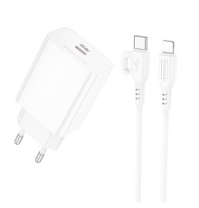 Мережевий зарядний пристрій з кабелем BOROFONE BA21A Pro Long journey single port PD20W charger set(C to iP) White (6941991111419)