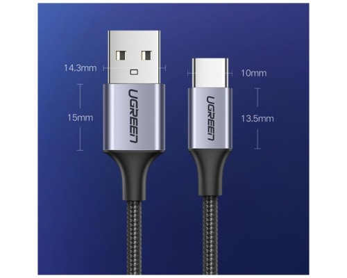 Кабель UGREEN US288 USB-A 2.0 to USB-C Cable Nickel Plating Aluminum Braid 2m (Black) (UGR-60128) (UGR-60128)