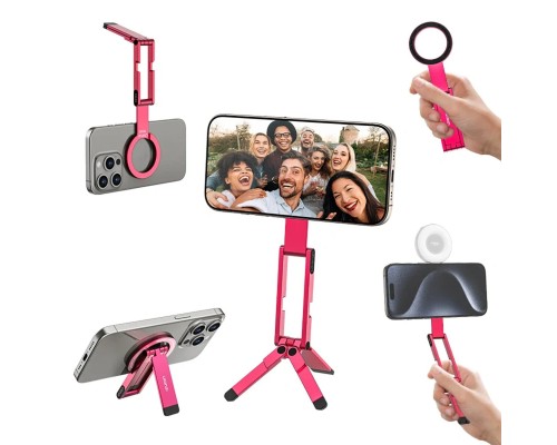 Тримач телефона Ulanzi MA60 Foldable Magnetic Phone Tripod(Pink) (S039)