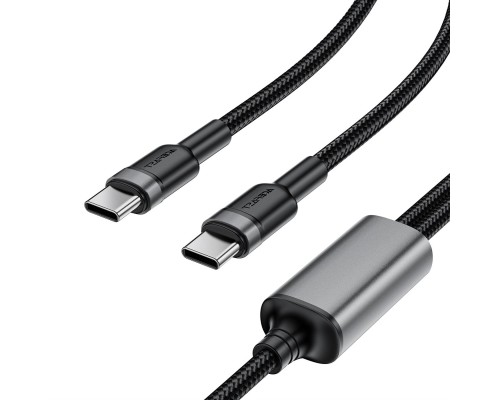 Кабель ACEFAST C22-02 USB-C to 2*USB-C 100W aluminum alloy charging data cable Black (6974316285120)