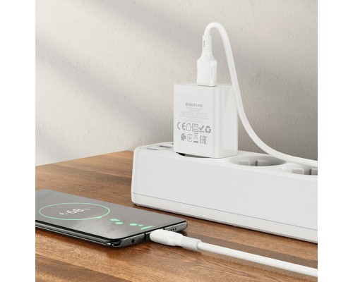 Мережевий зарядний пристрій BOROFONE BA74A Aspirer single port charger set(Micro) White (6974443388664)