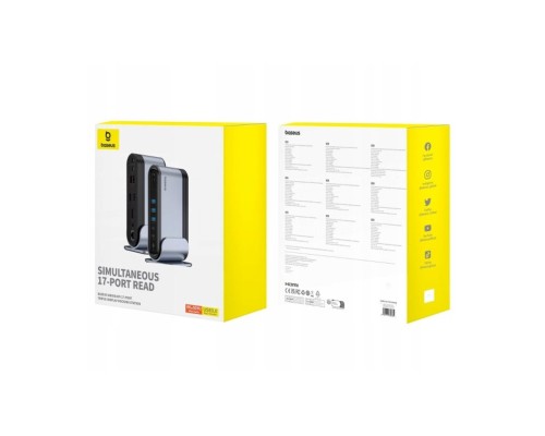 USB-хаб Baseus UnionJoy 17-Port Triple-Display  Docking Station Space Grey（USB-C to HDMI4K@60Hz*2+DP4K@60Hz*1+USB3.0*3+USB-C3.0*2+USB2.0*2+PD*1+PC*1+ (B00532304811-00)