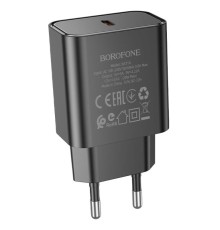 Мережевий зарядний пристрій BOROFONE BA71A Power single Port PD20W charger Black (6974443387957)