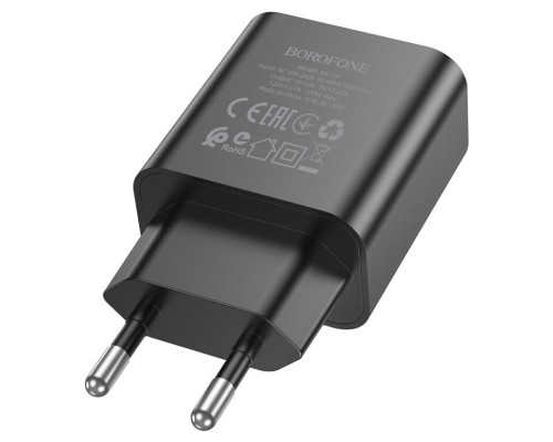 Мережевий зарядний пристрій BOROFONE BA71A Power single Port PD20W charger Black (6974443387957)