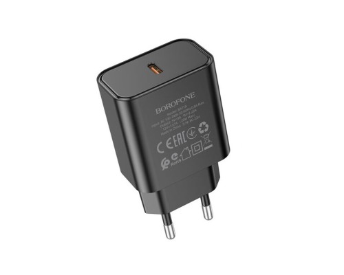 Мережевий зарядний пристрій BOROFONE BA71A Power single Port PD20W charger Black (6974443387957)