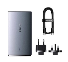 Мережевий зарядний пристрій з  кабелем Baseus GaN5 Pro Ultra-Slim Fast Charger C+U 65W Gray((With Mini White Cable C to C 100W(20V/5A) 1m Black) (CCGP150113)
