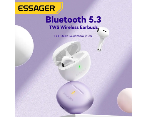 Бездротові навушники ESSAGER (color box) Shining TWS Bluetooth earphones White (EEJTW-SL02)
