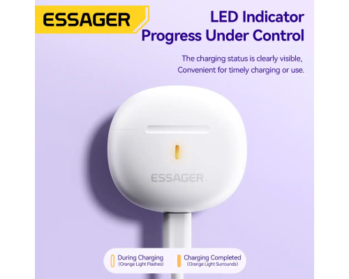 Бездротові навушники ESSAGER (color box) Shining TWS Bluetooth earphones White (EEJTW-SL02)