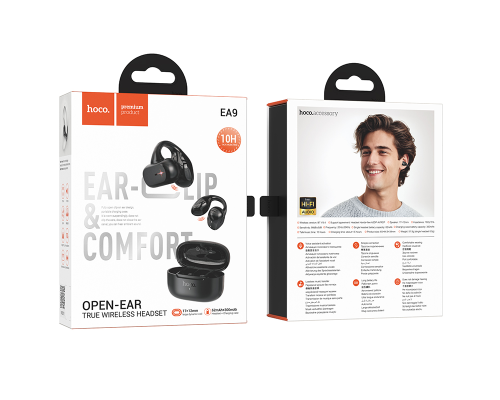 Бездротові навушники HOCO EA9 Clear sound clip-on true wireless BT headset Black (6942007629188)
