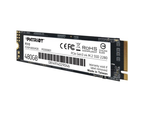 Накопичувач SSD M.2 Patriot P310 480GB NVMe 2280 PCIe 3.0x4 3D NAND TLC (P310P480GM28)