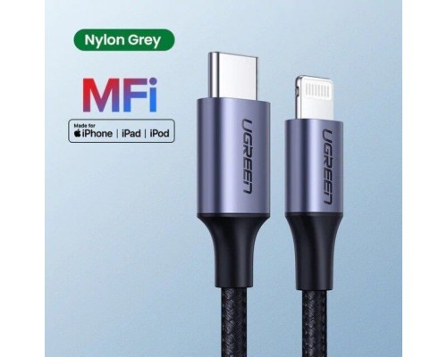 Кабель UGREEN US304 USB-C to Lightning M/M Cable Aluminum Shell Braided 1m (Black) (UGR-60759) (UGR-60759)