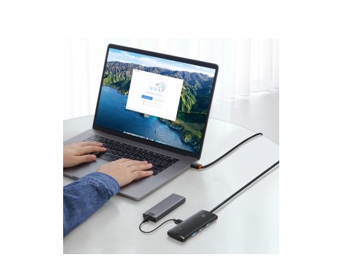 USB-хаб Baseus Lite Series 4-Port USB-A HUB Adapter (USB-A to USB 3.0*4 ) 1m Black (WKQX030101)