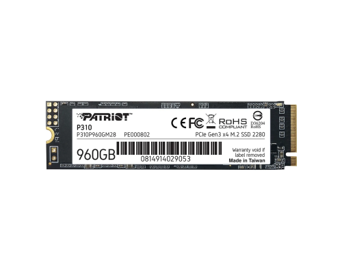 Накопичувач SSD M.2 Patriot P310 960GB NVMe 2280 PCIe 3.0x4 3D NAND TLC (P310P960GM28)
