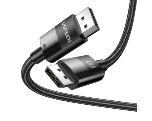 Кабель UGREEN DP114 DP Male to Male DP1.4 8K Round Cable ABS Shell Braid 1.5m (Black) (UGR-80391) (UGR-80391)