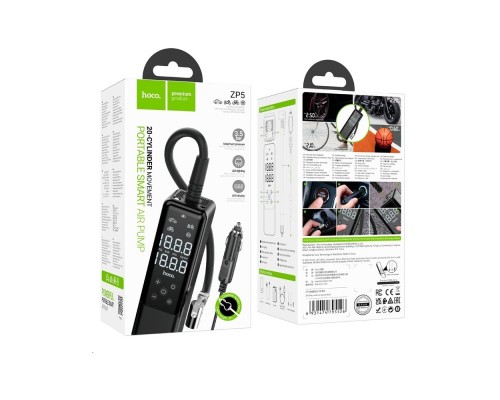 Автомобільний насос HOCO ZP5 May smart air pump Black (6931474795526)