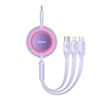 Кабель Baseus Bright Mirror 2 Series Retractable 3-in-1 Fast Charging  Data Cable Type-C to M+L+C 100W 1.1m Purple (CAMJ010205)