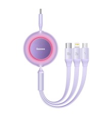 Кабель Baseus Bright Mirror 2 Series Retractable 3-in-1 Fast Charging  Data Cable Type-C to M+L+C 100W 1.1m Purple (CAMJ010205)