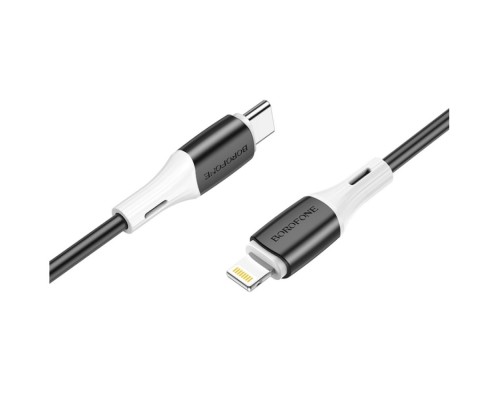 Кабель BOROFONE BX79 Type-C to iP 3A, 20W, 1m,, silicone, silicone connectors, Black (6974443384727)