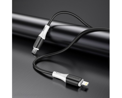 Кабель BOROFONE BX79 Type-C to iP 3A, 20W, 1m,, silicone, silicone connectors, Black (6974443384727)