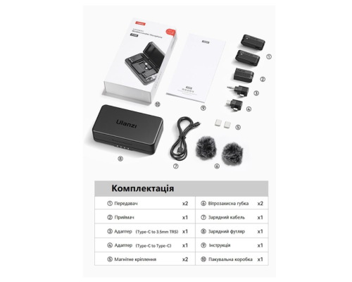 Бездротова мікрофонна система Ulanzi Vijim A100 Wireless Lavalier Microphone Type C (UV-A014A A100) (A014A)