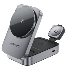 Бездротовий зарядний пристрій ACEFAST E22 Desktop 3-in-1 Wireless Charging holder Metal Gray (6974316284079)