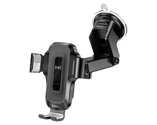 Автотримач для телефона з БЗП HOCO HW3 Wise automatic induction wireless fast charging car holder(center console) Black (6931474791849)