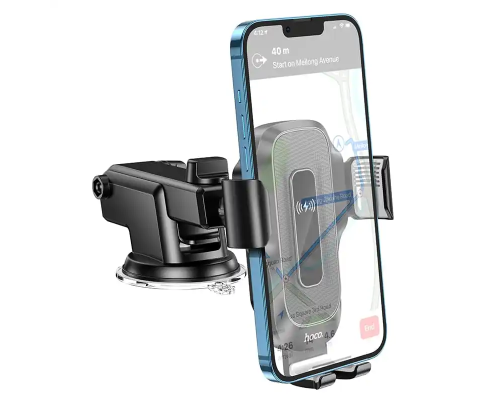 Автотримач для телефона з БЗП HOCO HW3 Wise automatic induction wireless fast charging car holder(center console) Black (6931474791849)