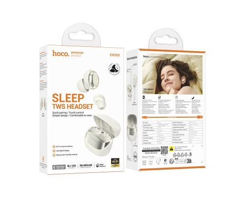 Бездротові навушники HOCO EW200 Elegant true wireless sleep BT headset Milky White (6942007632645)