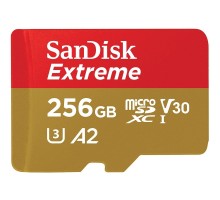 Карта пам'яті microSDXC (UHS-1 U3) SanDisk Extreme A2 256Gb class 10 V30 (R190MB/s,W130MB/s) (adapter SD) (SDSQXAV-256G-GN6MA)