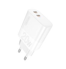 Мережевий зарядний пристрій WUW-C193 PD20W Charger USB C + USB C white (6972573336616)