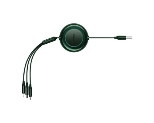 Кабель Baseus Bright Mirror 2 Series Retractable 3-in-1 Fast Charging  Data Cable USB to M+L+C 3.5A 1.1m Green (CAMJ010006)