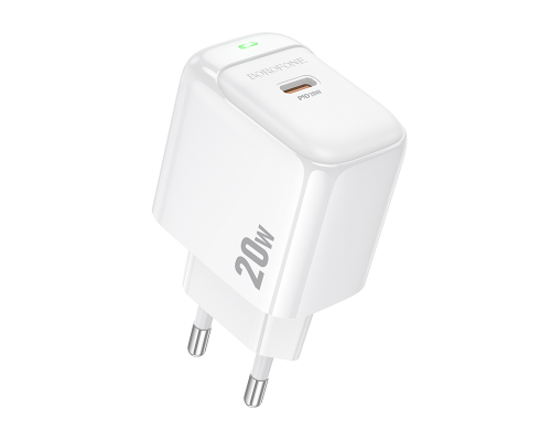 Мережевий зарядний пристрій BOROFONE BAS43A Potential single-port PD20W charger(EU) White (6941991113819)