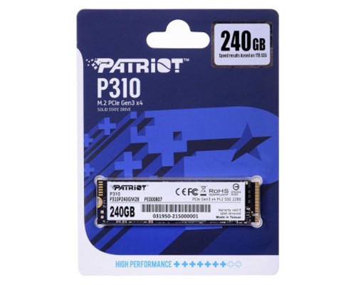 Накопичувач SSD M.2 Patriot P310 240GB NVMe 2280 PCIe 3.0 3D TLC (P310P240GM28)
