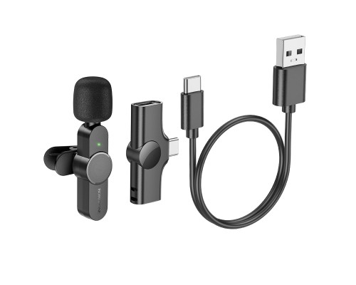 Бездротова мікрофонна система BOROFONE BFK12 Trophy lavalier wireless digital microphone Type-C Black (6941991106392)