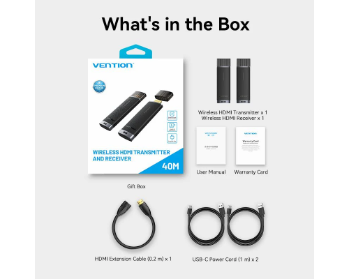 Безпровідний подовжувач Vention Wireless HDMI Transmitter and Receiver Black (ADCB0)