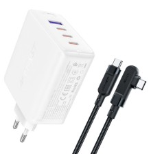 Мережевий зарядний пристрій ACEFAST A37 PD100W GaN (3*CUSB-C+USB-A) charger set White (AFA37W)