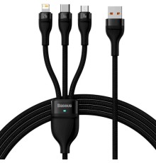Кабель Baseus Flash Series Ⅱ One-for-three Fast Charging Data Cable USB to M+L+C 100W 1.2m Black (CASS030001)