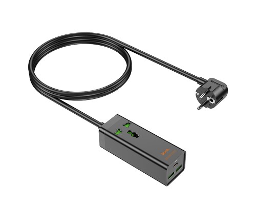 Мережевий подовжувач HOCO AC9A Talent PD30W(1C2A with 1 socket) desktop charger Black (6942007601634)