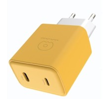 Мережевий зарядний пристрій WUW-C189 PD 20W Charger USB C + USB C yellow white (C189YW)