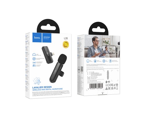 Бездротова мікрофонна система HOCO L20 Fair wireless microphone iP Black (6942007655484)