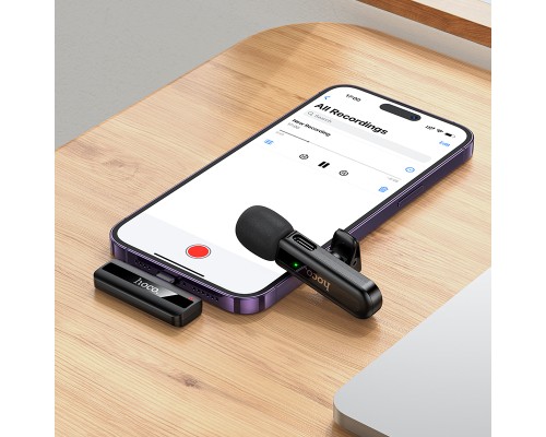 Бездротова мікрофонна система HOCO L20 Fair wireless microphone iP Black (6942007655484)