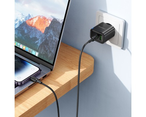 Мережевий зарядний пристрій з кабелем BOROFONE BA83A Flare star PD20W+QC3.0 charger set(C to iP) Black (6941991117350)