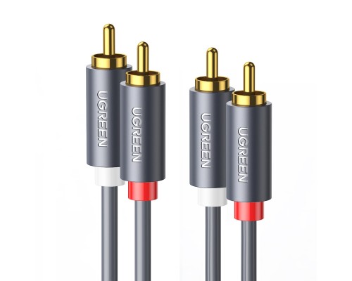 Аудіокабель UGREEN AV104, 2RCA Male to 2RCA Male, ABS, 5m Black (UGR-10520)