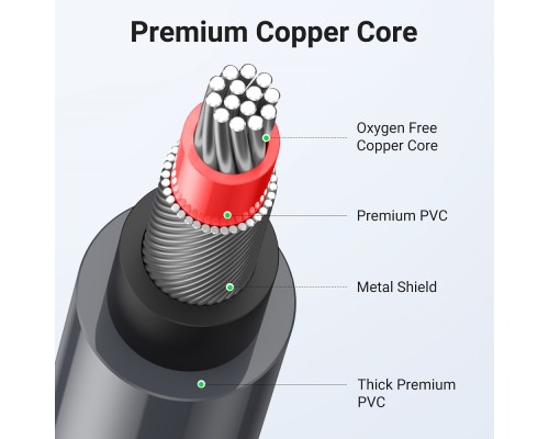 Аудіокабель UGREEN AV104, 2RCA Male to 2RCA Male, ABS, 5m Black (UGR-10520)